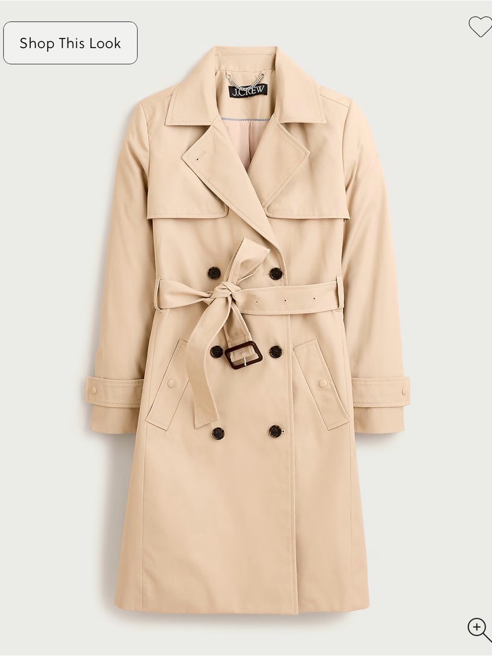 J. Crew New Icon Trench Coat in Khaki Beige Petite 00P